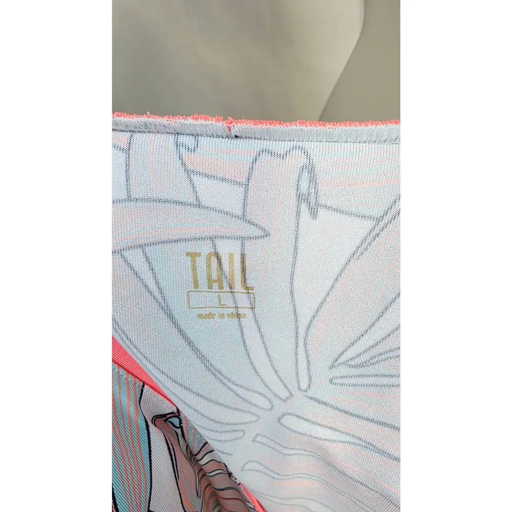 Tail Activewear Tank Top Womens L Tropical Palm Print Athletic Sleeveless Coral